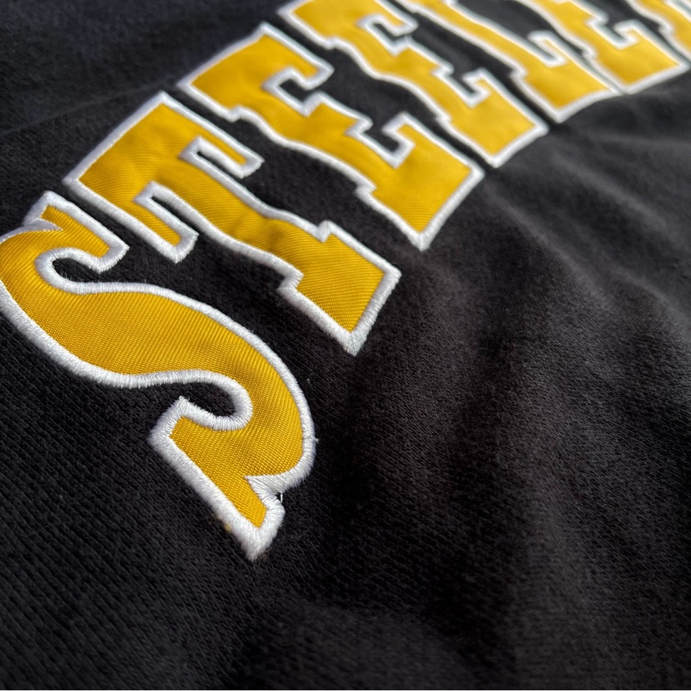 NFL Steelers Black Embroidered Zip-Up Sweatshirt with Hood Size L - Picture 2 of 9
